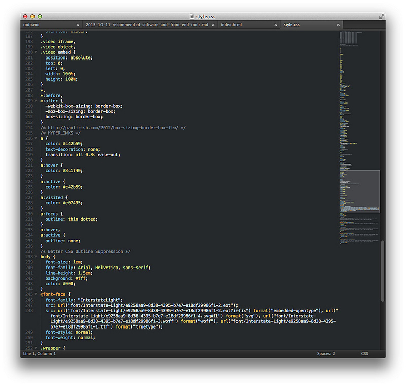 Sublime Text 2 - Flatland Dark color scheme